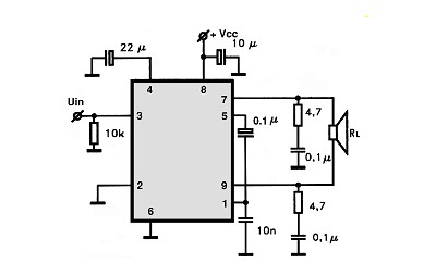 TDA2824S BTL circuito eletronico